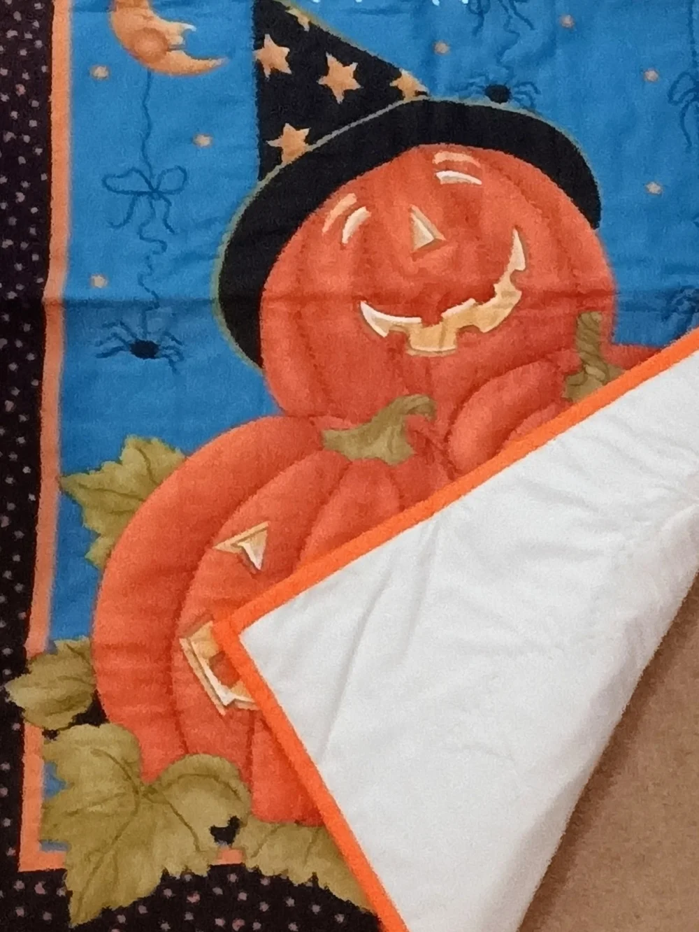 Halloween Pumpkin Wall Hanging - Orange & Blue Festive Decor